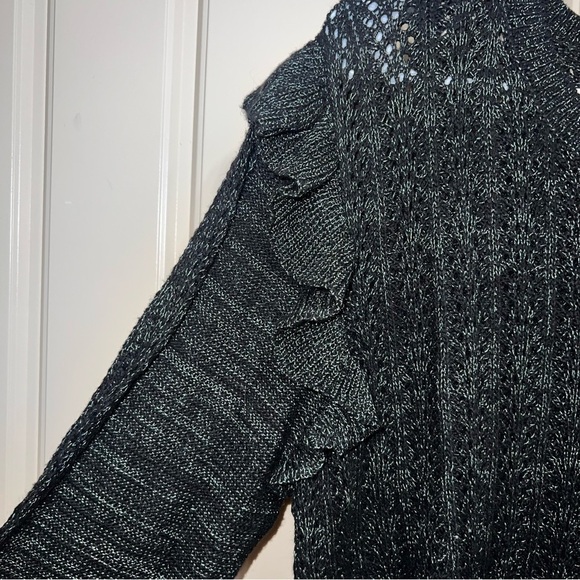 Know Rose Dark Green Ruffle Shoulder Cotton and Wool Blend Knit Sweater Size XXL - Picture 4 of 13